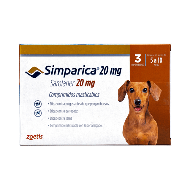Simparica 20mg 5kg hasta 10kg x 3 comprimidos