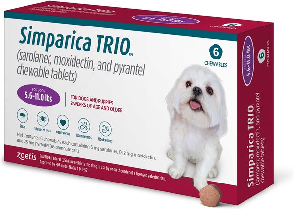 SIMPARICA TRIO PURPLE 6 MG 3 Tabletas Masticables Antipulgas