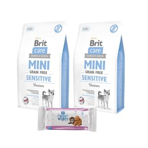 2 Brit Care Mini GF Sensitive (2kg) + Pet Ag Wipes Gratis