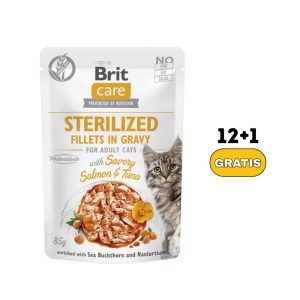 Brit Care Sterilized Fillets in Gravy Savory Salmon & Tuna (85gr)
